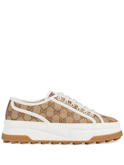 gucci canvas sneakers black|gucci fur sneakers women's.